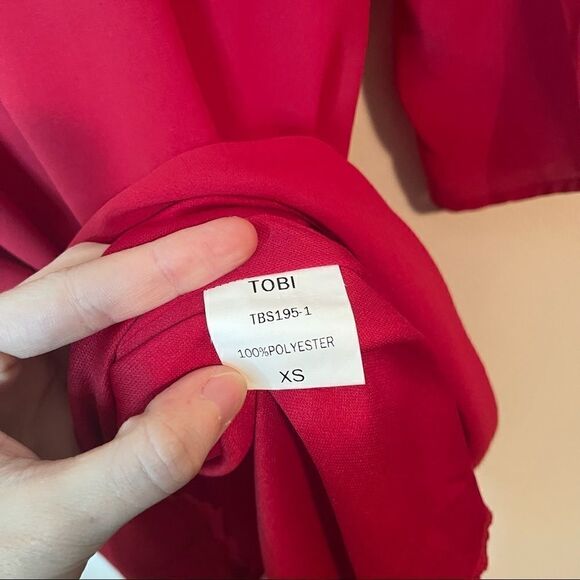 TOBI Ruby Red Crisscross Mini Dress XS - Picture 5 of 6